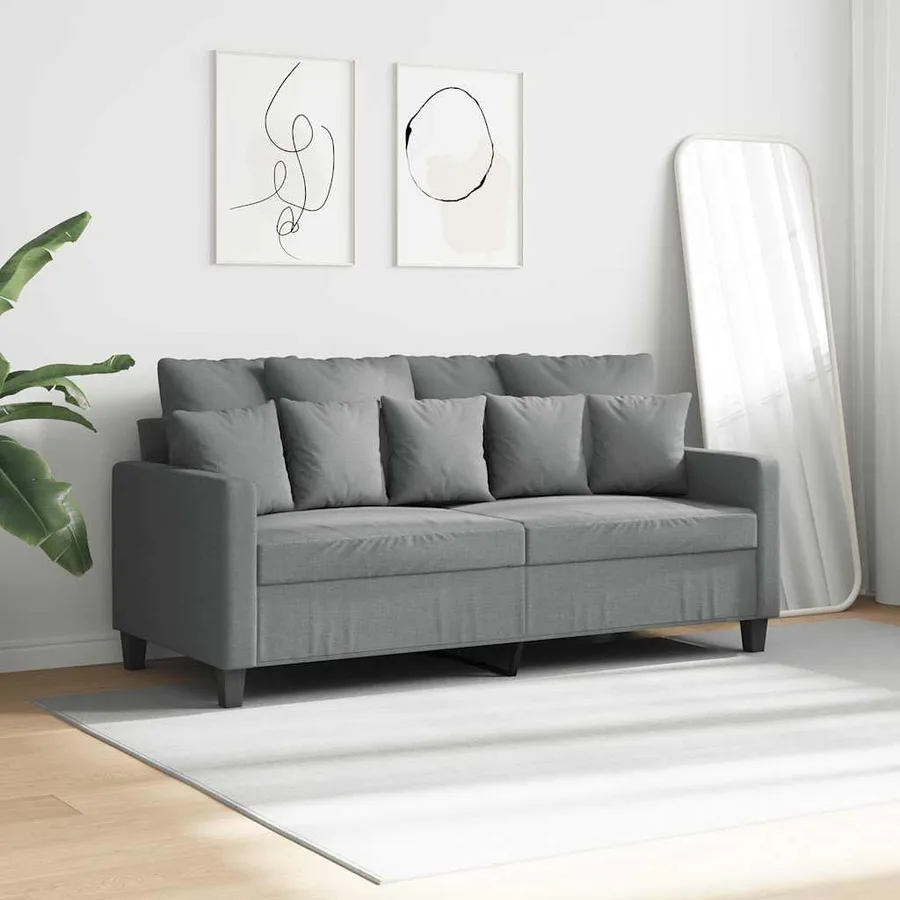 Canapé à 2 places Gris clair 140 cm Tissu - 3