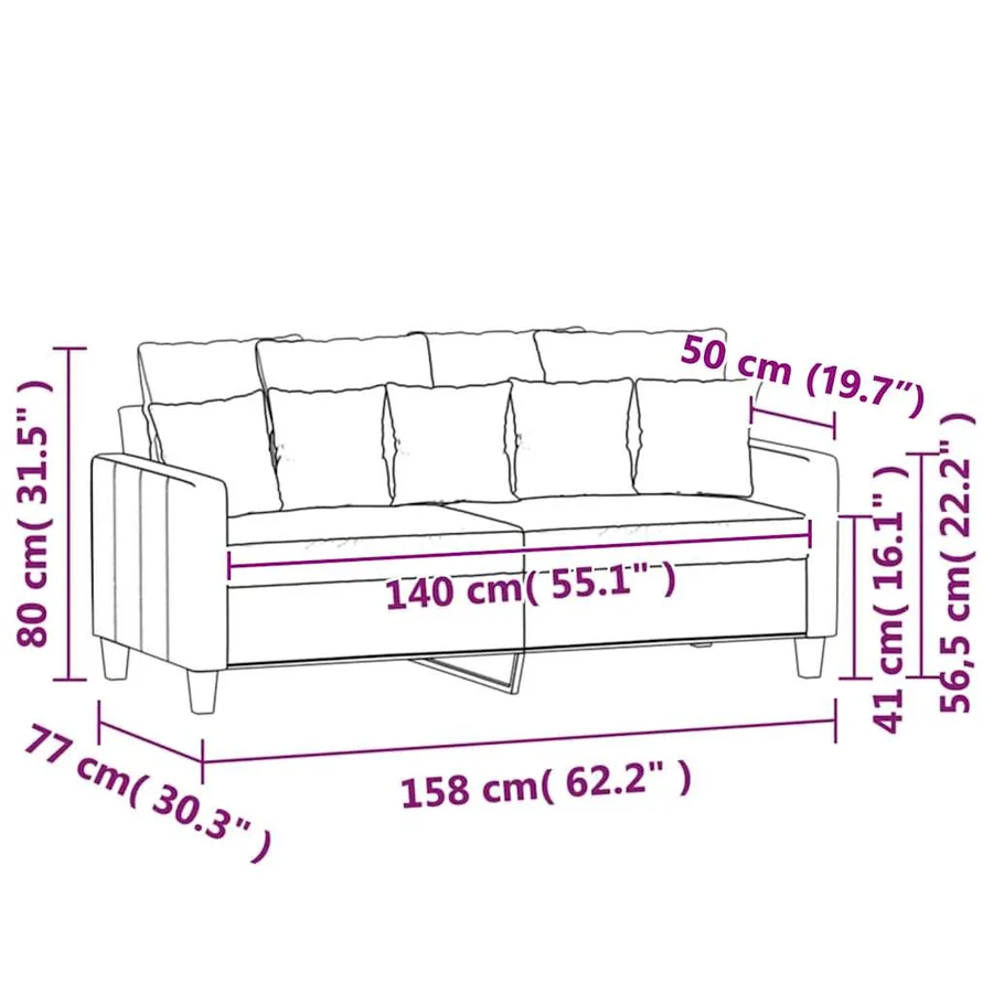 Canapé à 2 places Gris clair 140 cm Tissu - 9