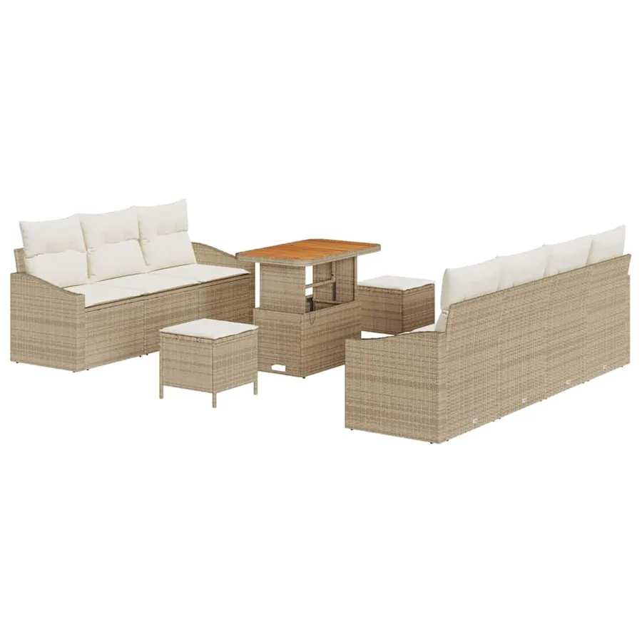 Ensemble de canapé de jardin avec coussin 10 pcs Beige et crème - 2