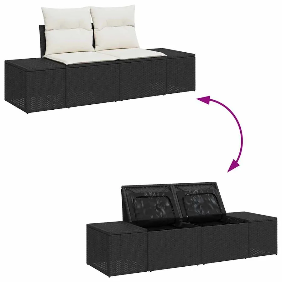 Ensemble de canapé de jardin 12 pcs Noir Poly rotin - 8