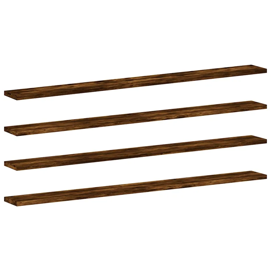 Étagères murales 4pcs chêne fumé 100x10x1,5cm bois d'ingénierie - 2