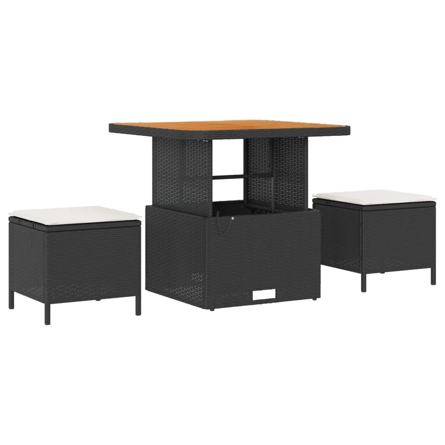 Ensemble de canapé de jardin avec coussin 9 pcs Noir et Crème - 4