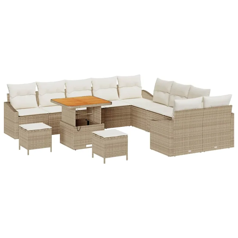 Ensemble de canapé de jardin 13 pcs Beige Poly rotin - 2