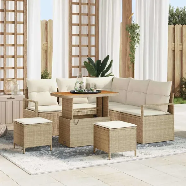 Ensemble de canapé de jardin avec coussin 8 pcs Beige et crème