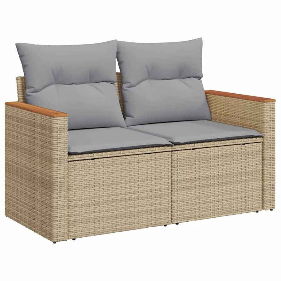Ensemble de canapé de jardin 9 pcs Beige Poly rotin - 6