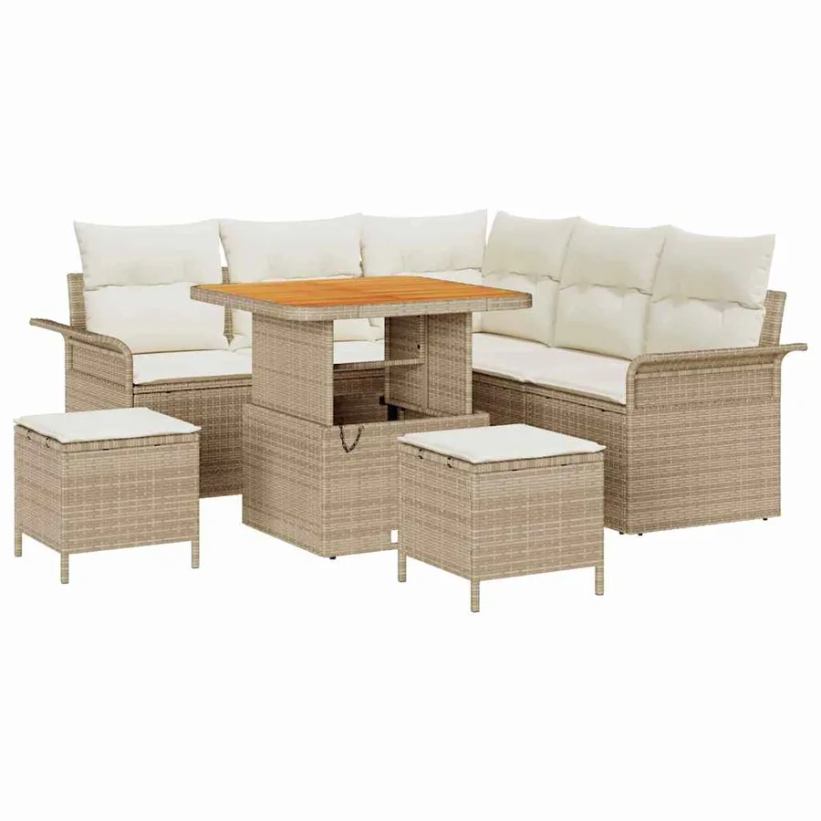 Ensemble de canapé de jardin avec coussin 8 pcs Beige et crème - 2