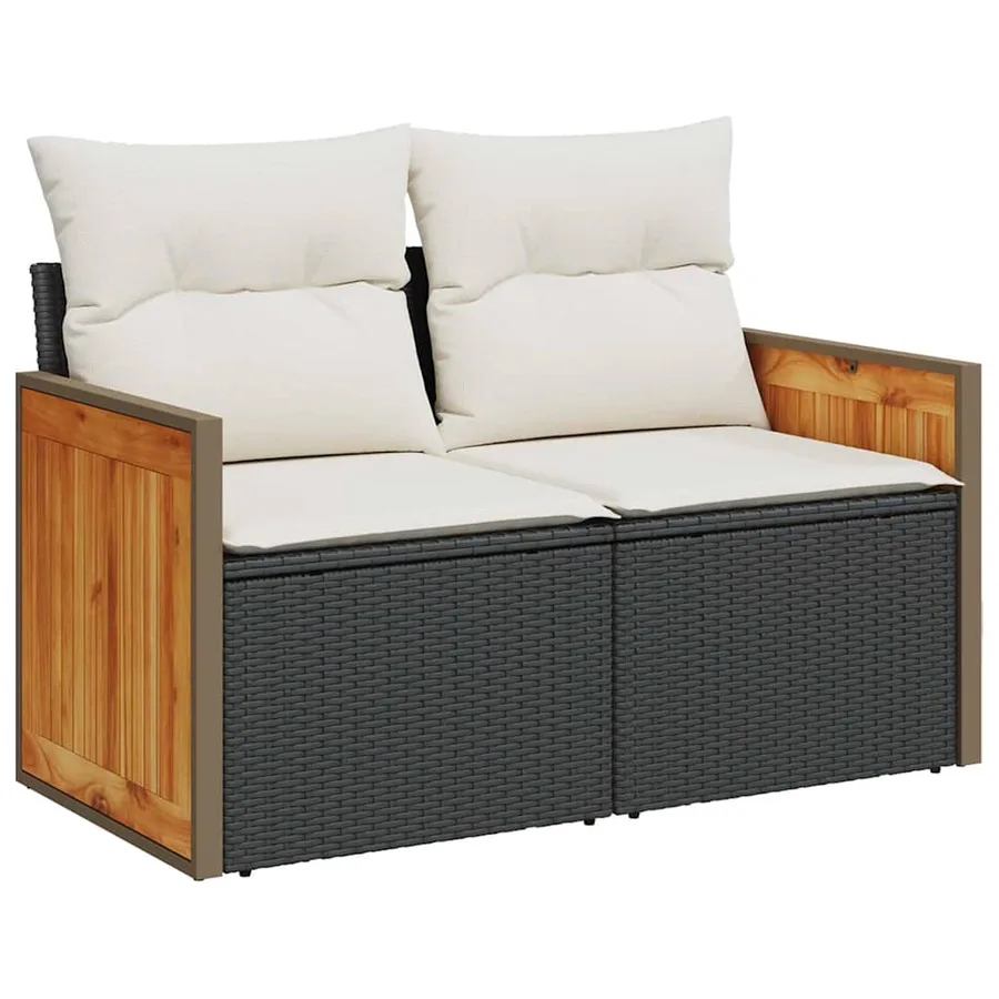 Ensemble de canapé de jardin 13 pcs Noir et Crème polyrotin - 6