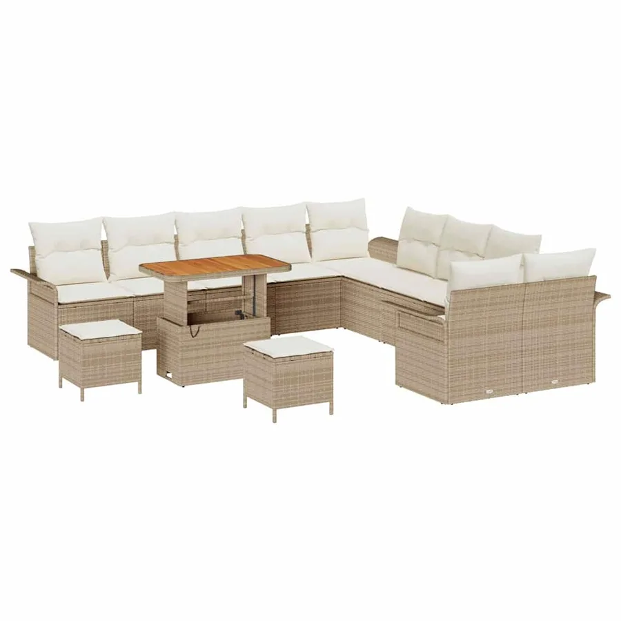 Ensemble de canapé de jardin avec coussin 13 pcs Beige et crème - 2