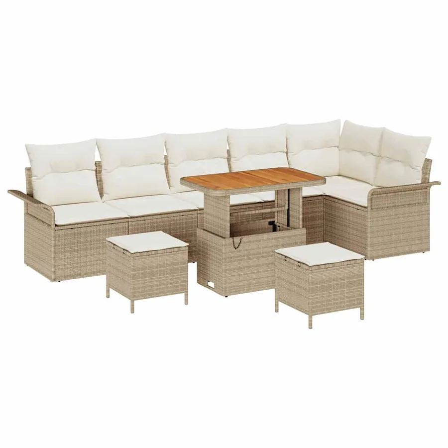 Ensemble de canapé de jardin avec coussin 9 pcs Beige et crème - 2