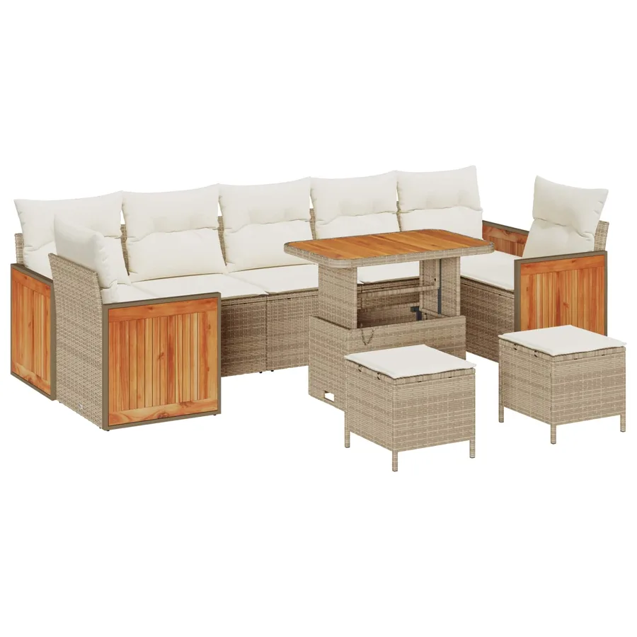 Ensemble de canapé de jardin avec coussin 10 pcs Beige et crème - 2