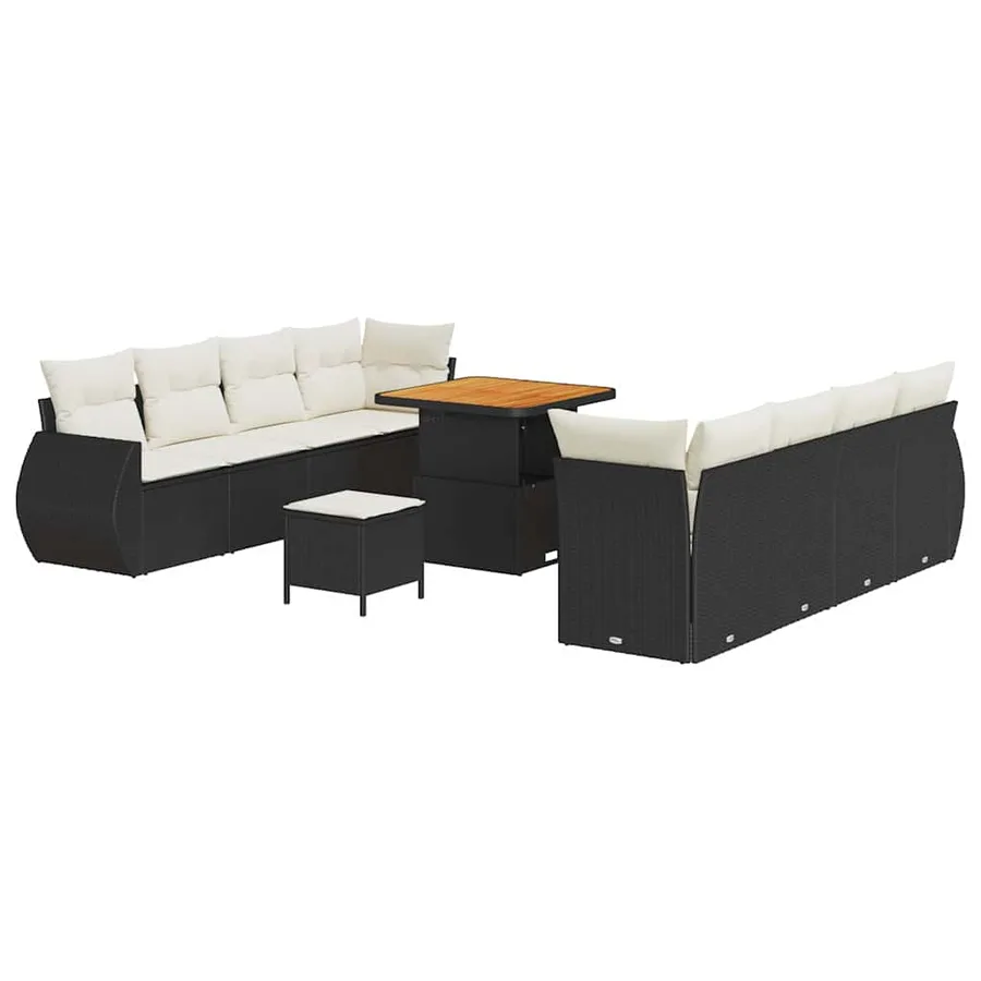 Ensemble de canapé de jardin 11 pcs Noir Poly rotin - 2