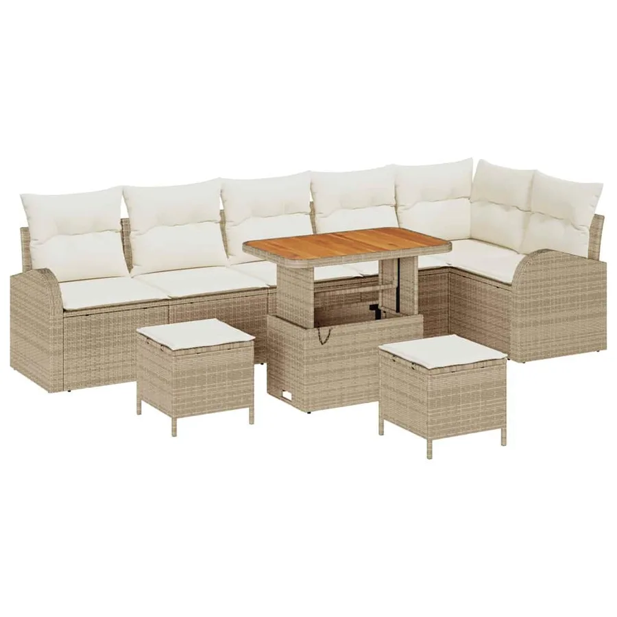 Ensemble de canapé de jardin avec coussin 9 pcs Beige et crème - 2