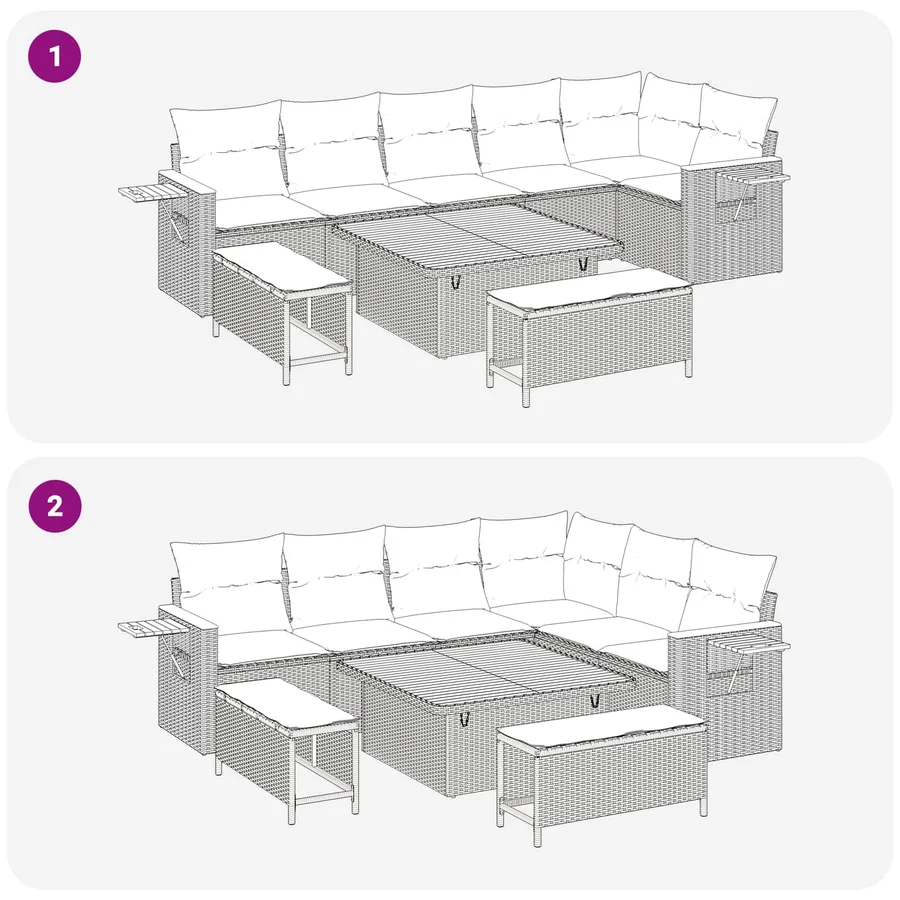 Ensemble de canapé de jardin 9 pcs Gris polyrotin - 11