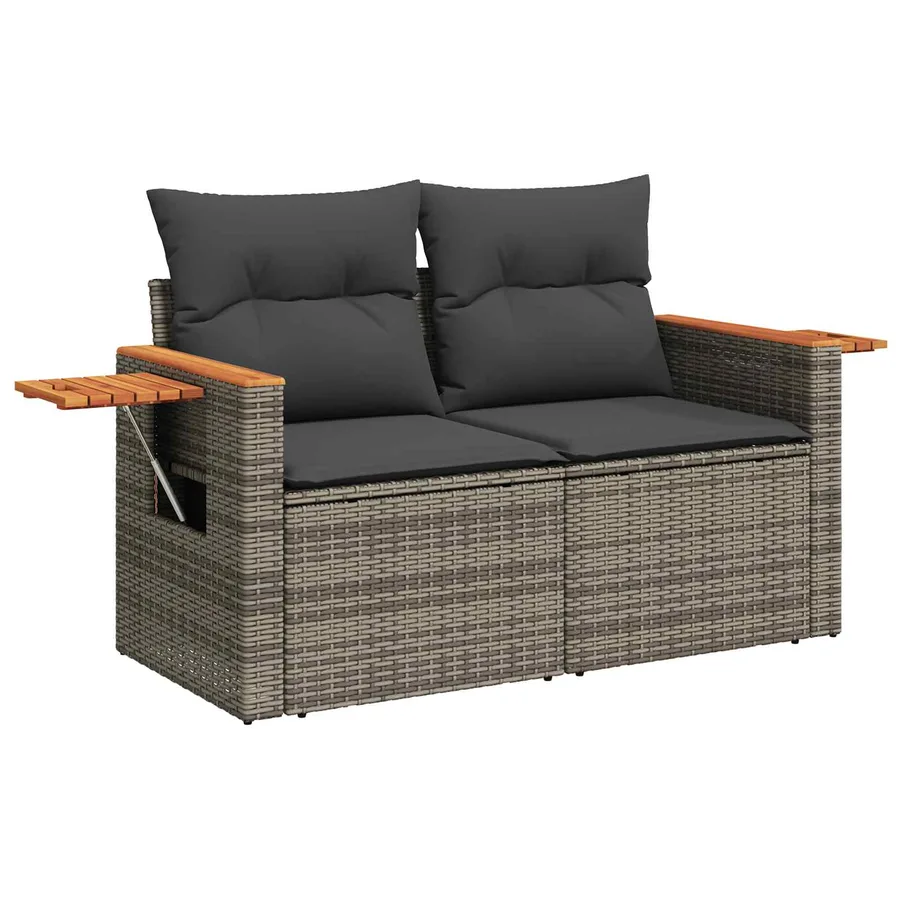 Ensemble de canapé de jardin 9 pcs Gris polyrotin - 6