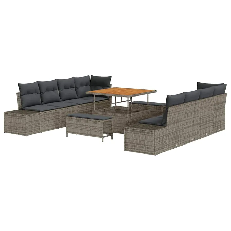 Ensemble de canapé de jardin 11 pcs Gris Poly rotin - 2