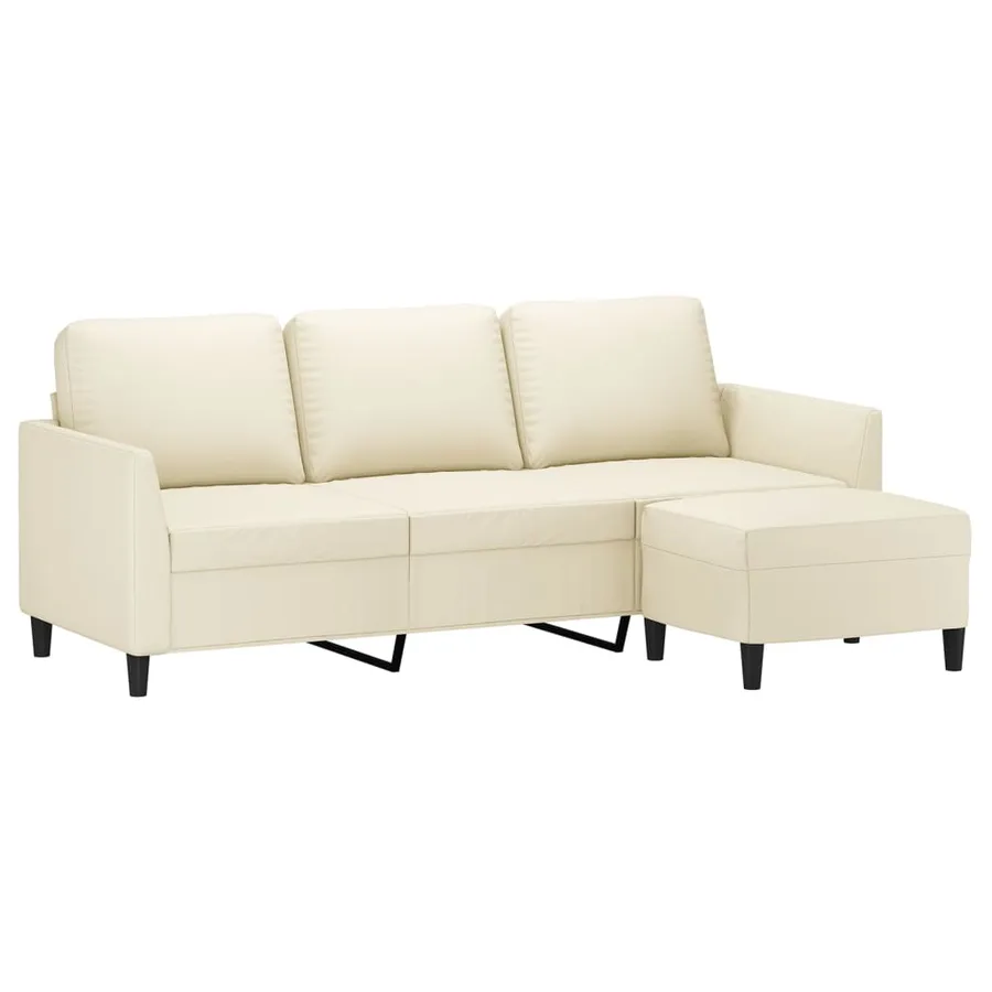 Canapé à 3 places avec repose-pieds Crème 180 cm Similicuir - 3