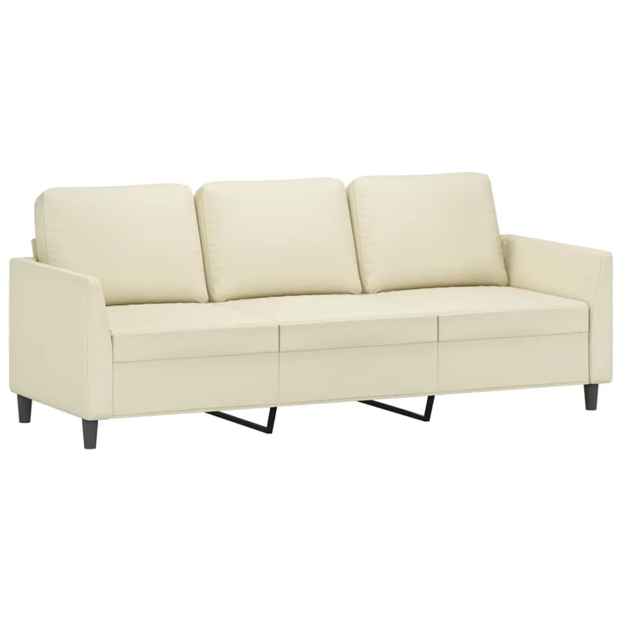 Canapé à 3 places avec repose-pieds Crème 180 cm Similicuir - 4