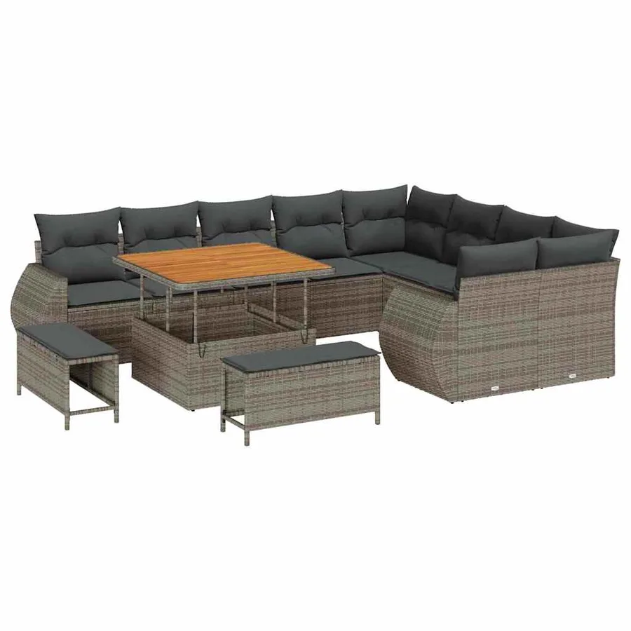 Ensemble de canapé de jardin avec coussin 12 pcs Gris - 2