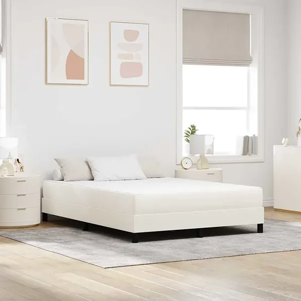 Matelas de Lit avec matelas Crème 140 x 190 cm tissu
