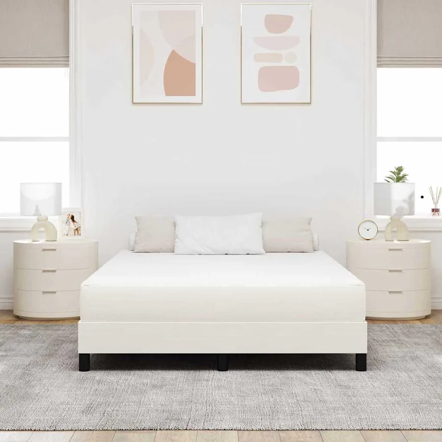 Matelas de Lit avec matelas Crème 140 x 190 cm tissu - 3