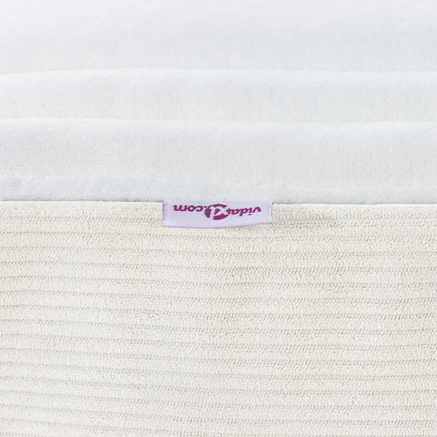 Matelas de Lit avec matelas Crème 140 x 190 cm tissu - 6