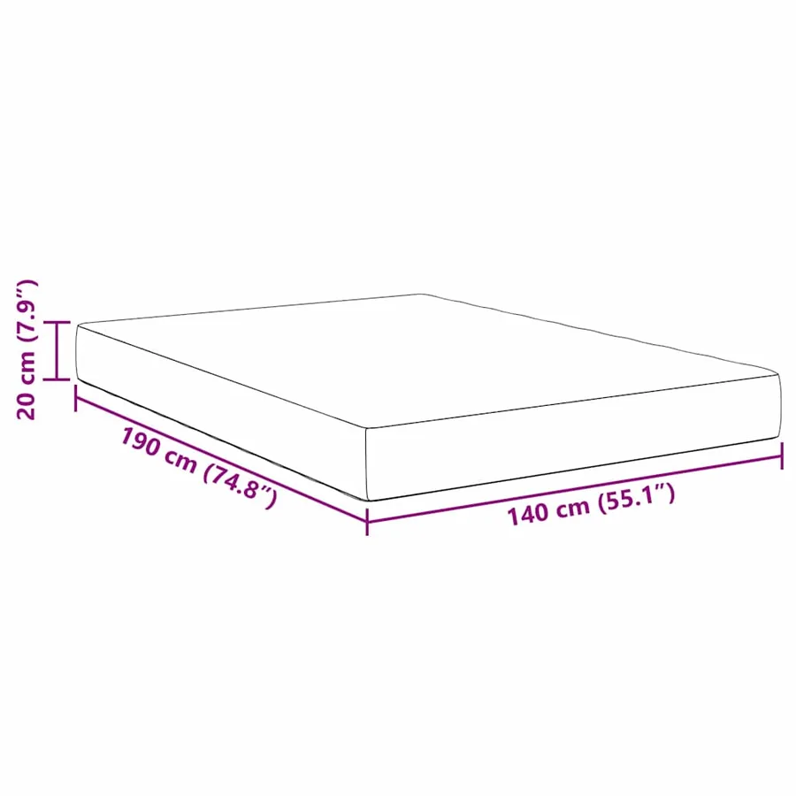 Matelas de Lit avec matelas Crème 140 x 190 cm tissu - 8