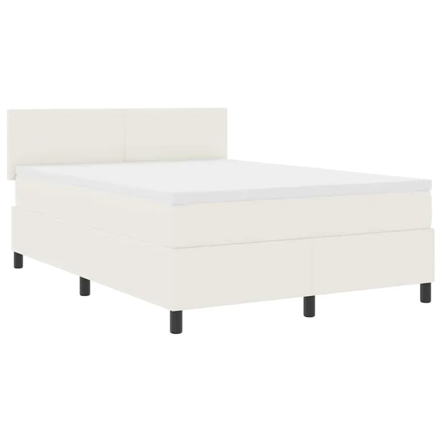 Lit à ressorts avec tête de lit Crème et Blanc 140 x 190 cm - 2