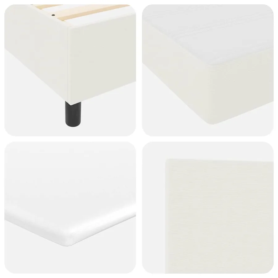 Lit à ressorts avec tête de lit Crème et Blanc 140 x 190 cm - 8