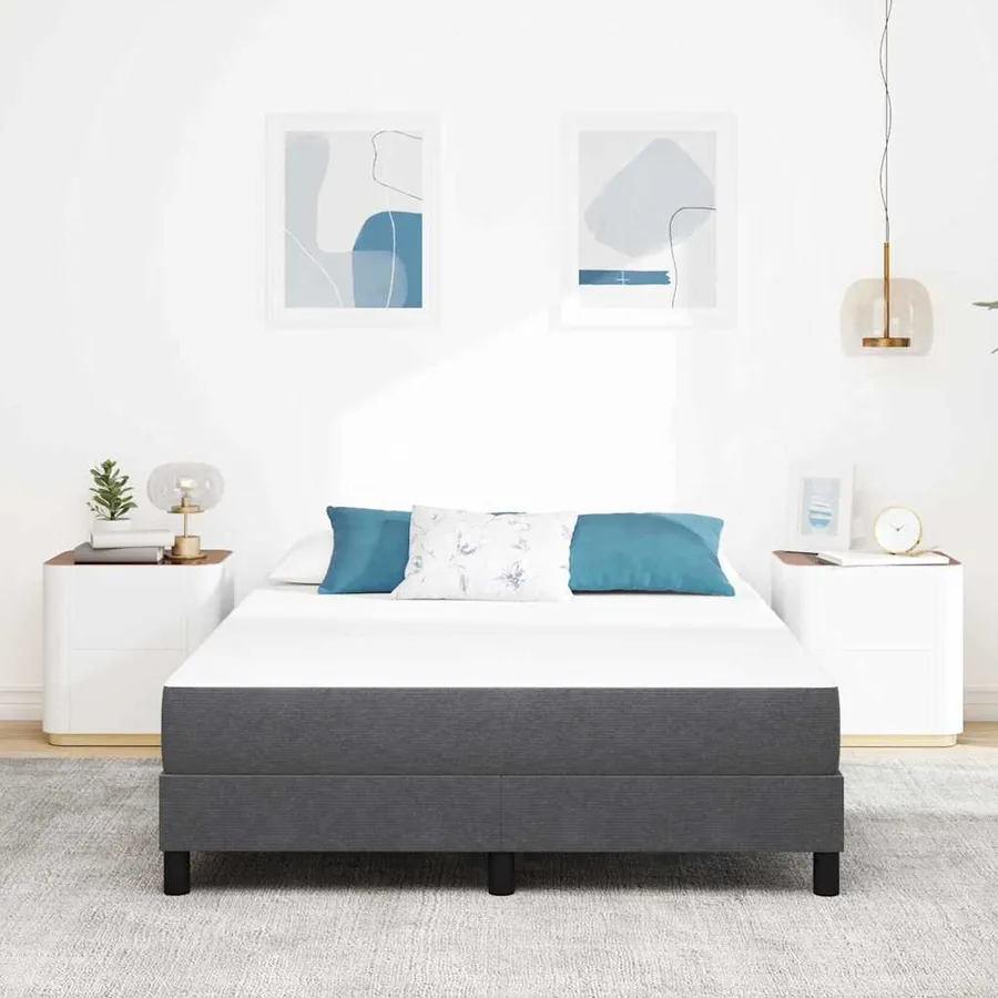 Matelas de Lit avec matelas Gris 160 x 200 cm tissu - 3