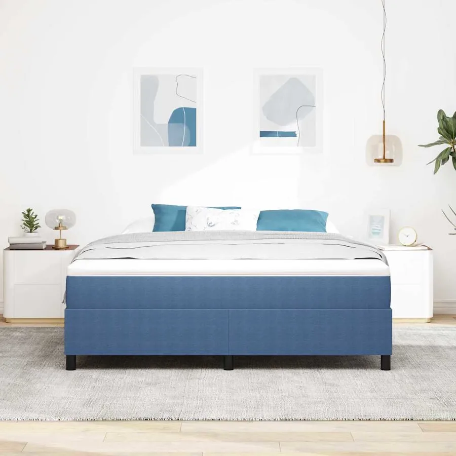 Lit à ressorts Bleu et Blanc 180 x 200 cm - 4