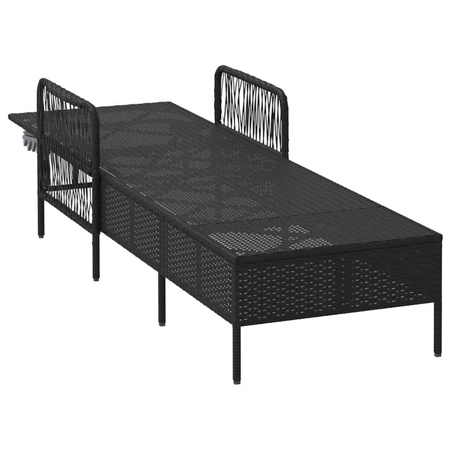 Transat Noir et blanc crème 55 x 200 x 92 cm polyrotin - 5