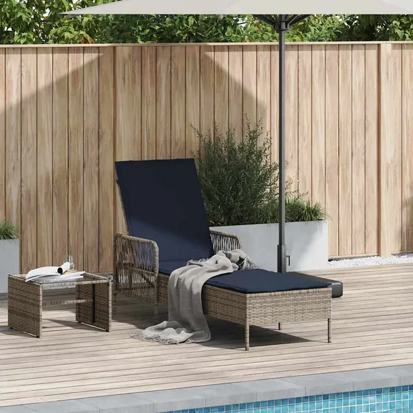 Transat Gris et bleu marine 200 x 55 x 92 cm polyrotin