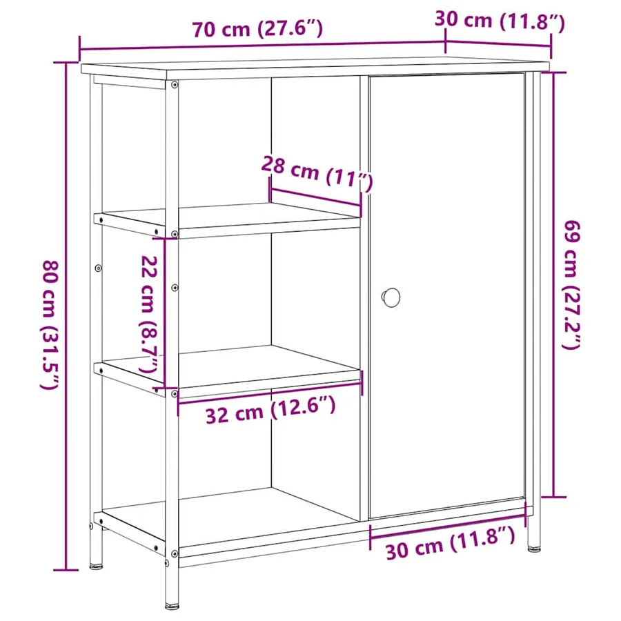Buffet Bois ancien 70 x 30 x 80 cm - 12