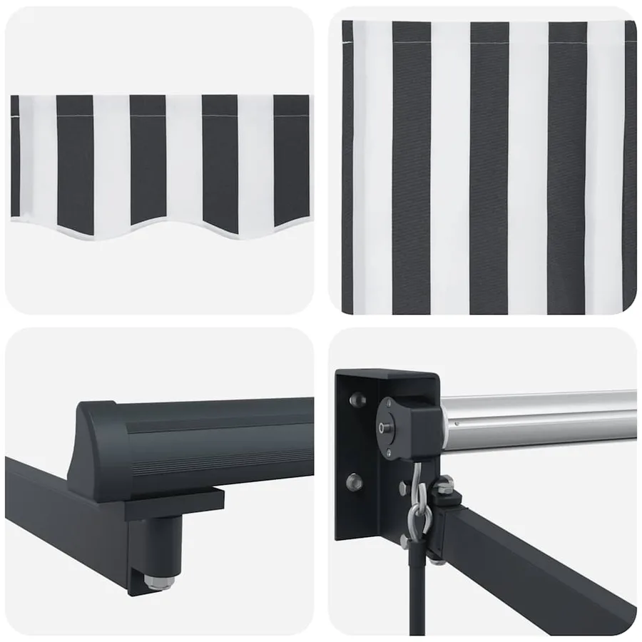 Auvent rétractable anthracite et blanc 4,5x3 m tissu/aluminium - 9