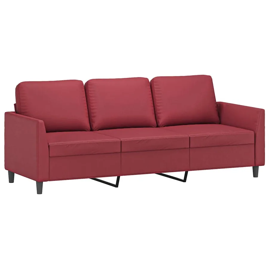 Canapé à 3 places Rouge bordeaux 180 cm Similicuir - 2