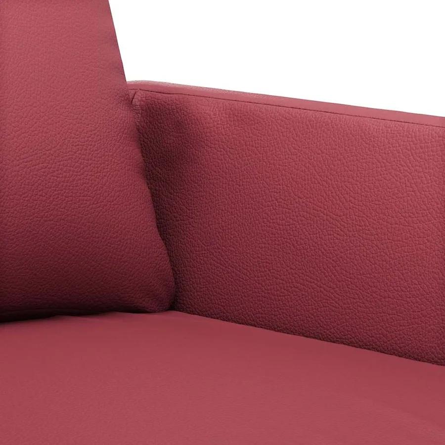 Canapé à 3 places Rouge bordeaux 180 cm Similicuir - 7