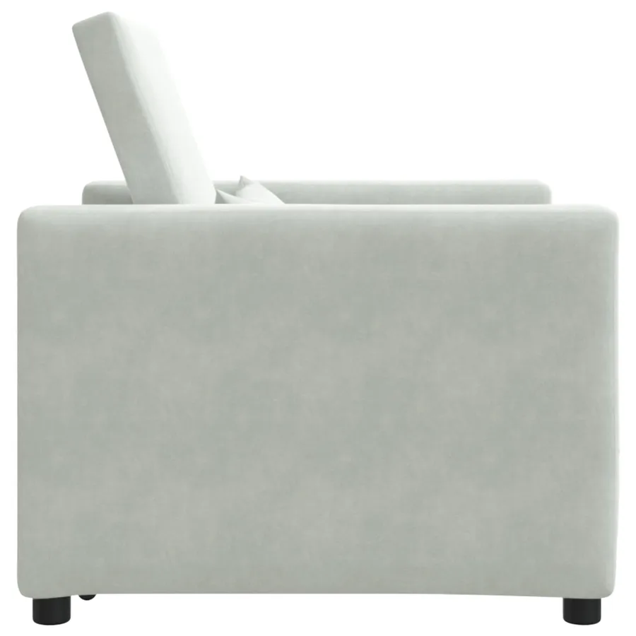 Canapé-lit escamotable simple avec des roues Gris clair Velours - 4