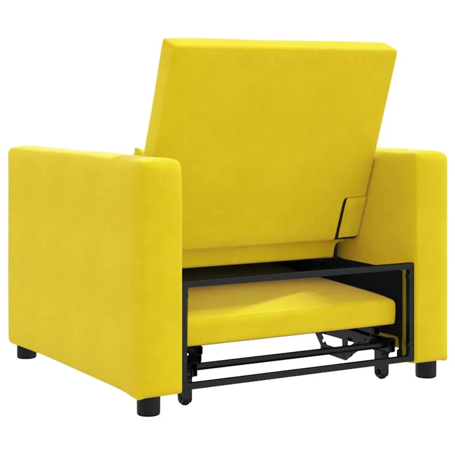 Canapé-lit escamotable simple avec des roues Jaune Velours - 7