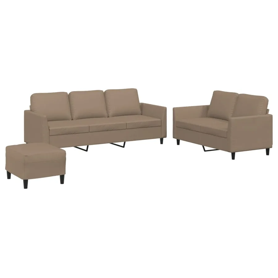 Ensemble de canapés 3 pcs avec coussins Cappuccino Similicuir - 2