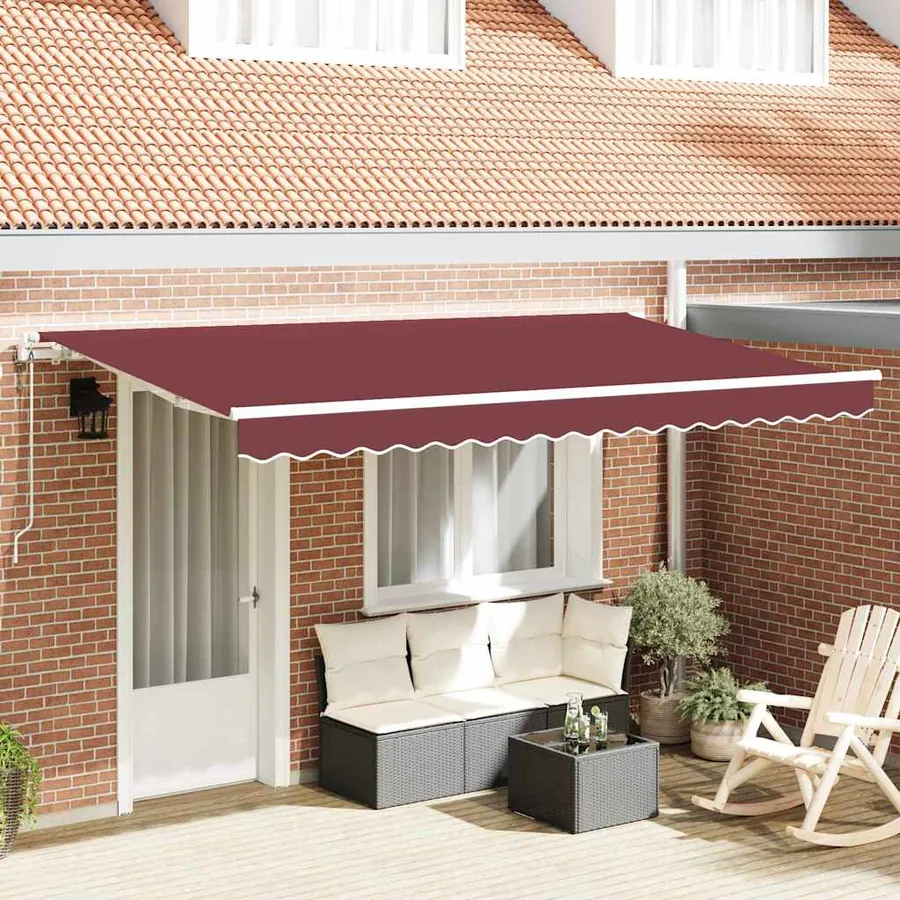 Auvent Rétractable Bordeaux 350 x 200 cm tissu