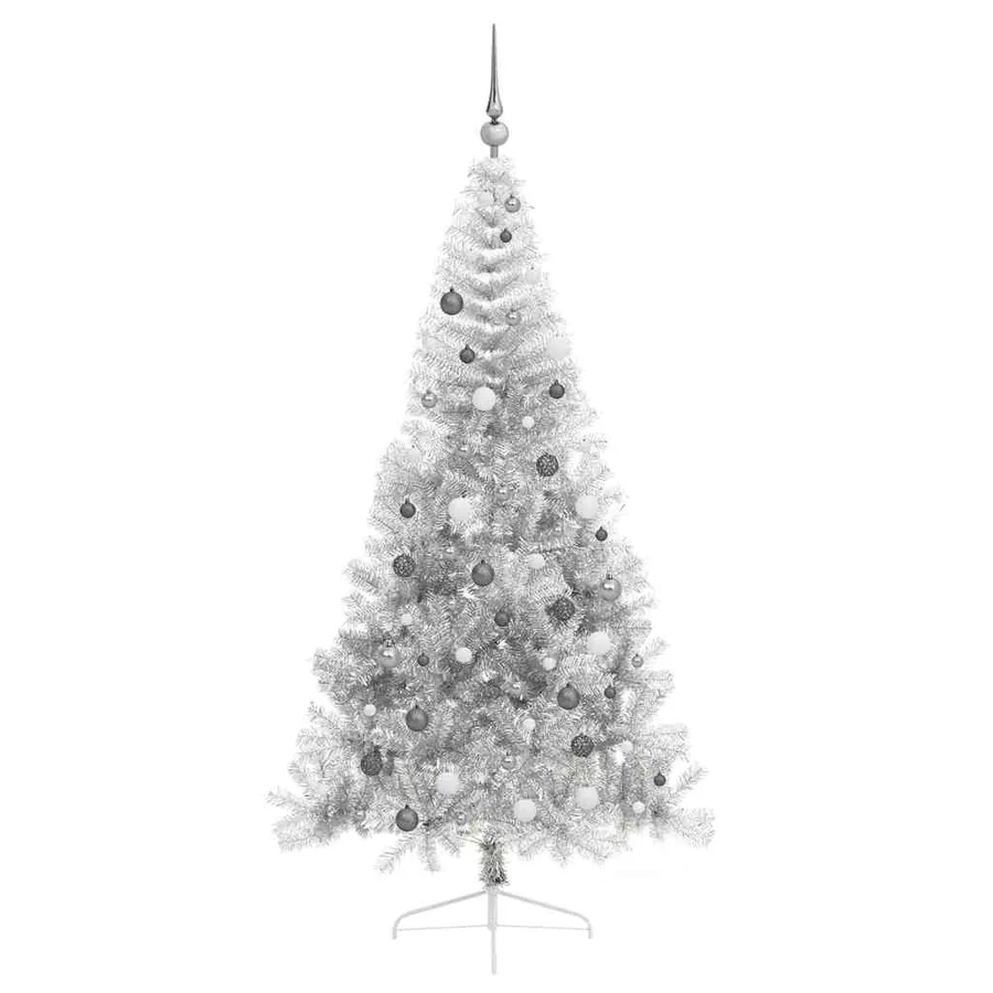 Sapin de Noël artificiel pré-éclairé Argent 210 cm PET - 5