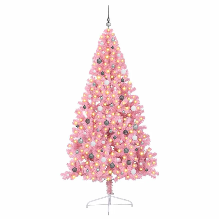 Sapin de Noël artificiel pré-éclairé Rose 240 cm PVC - 3