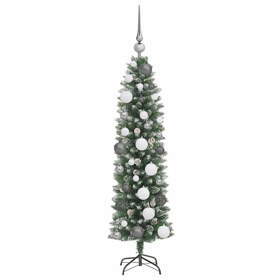 Arbre de Noël artificiel slim avec 150 LED Vert et blanc 120 cm - 4
