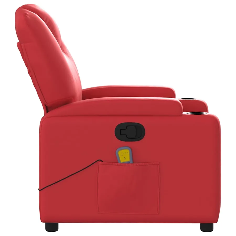 Fauteuil de massage inclinable rouge similicuir - 5