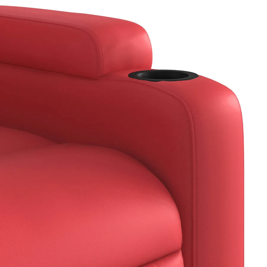 Fauteuil de massage inclinable rouge similicuir - 9