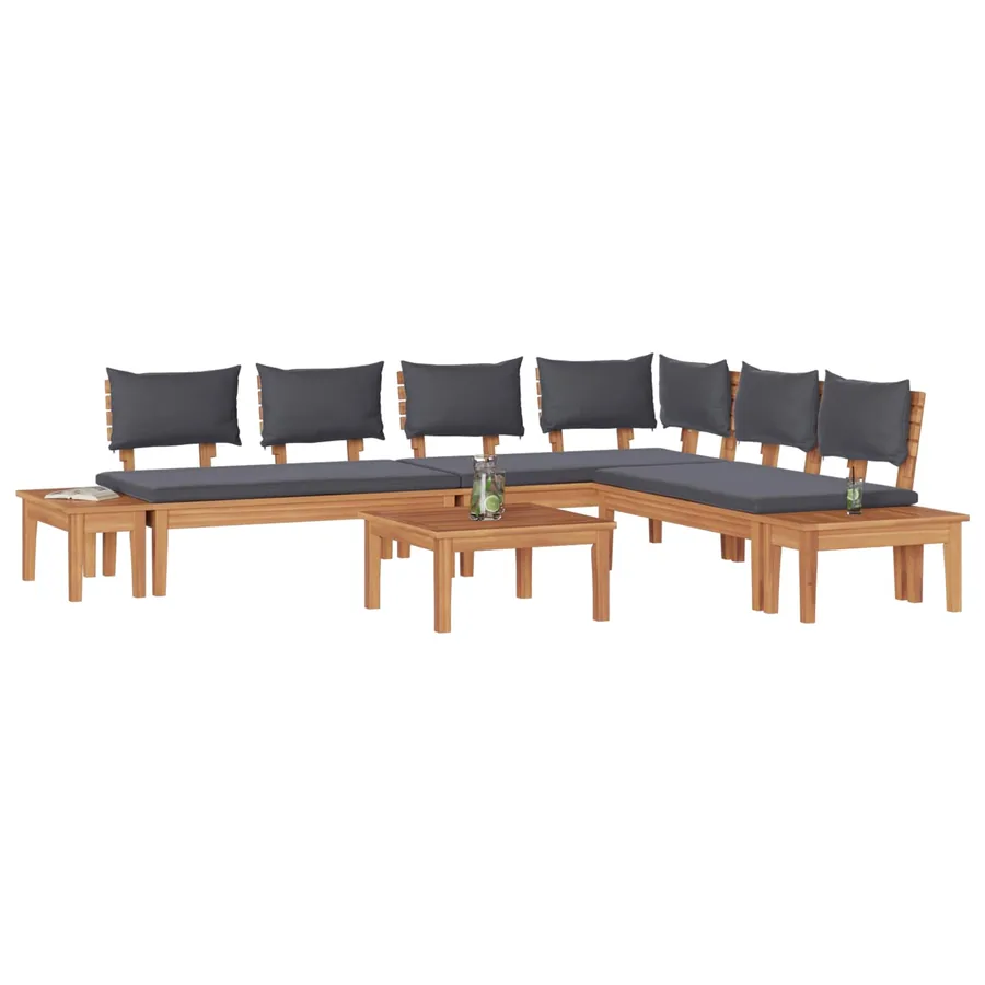 Ensemble de canapé de jardin 3 pcs Marron et gris - 3