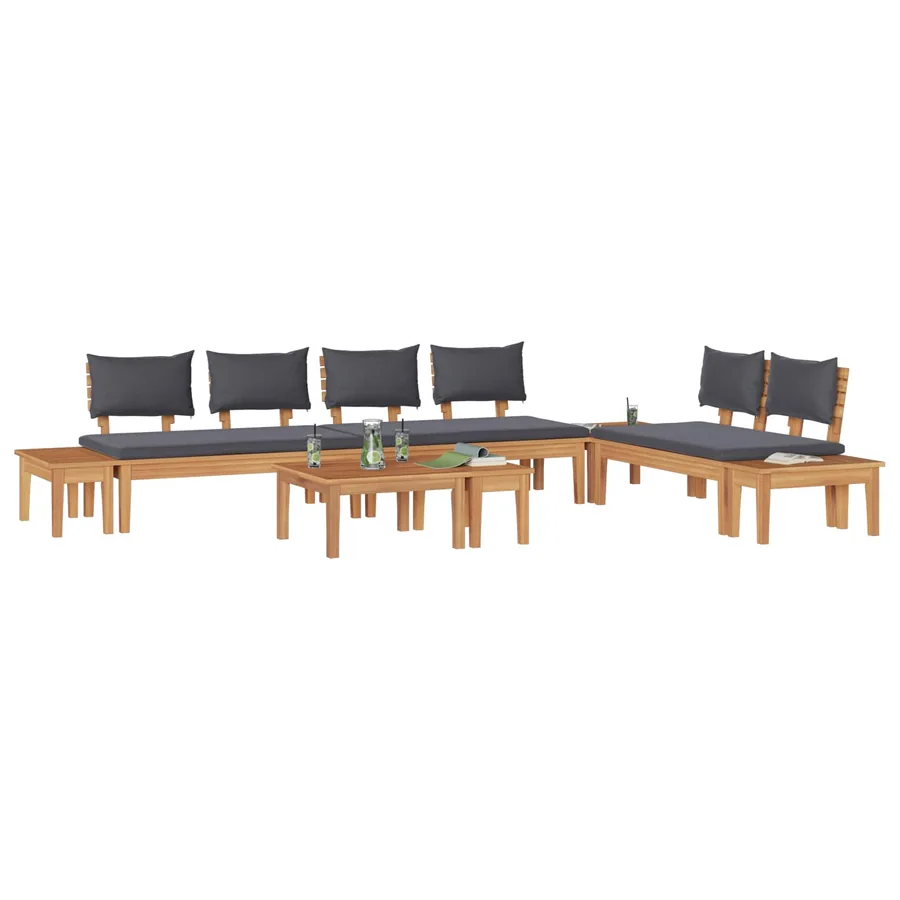 Ensemble de canapé de jardin 5 pcs Marron et gris - 3