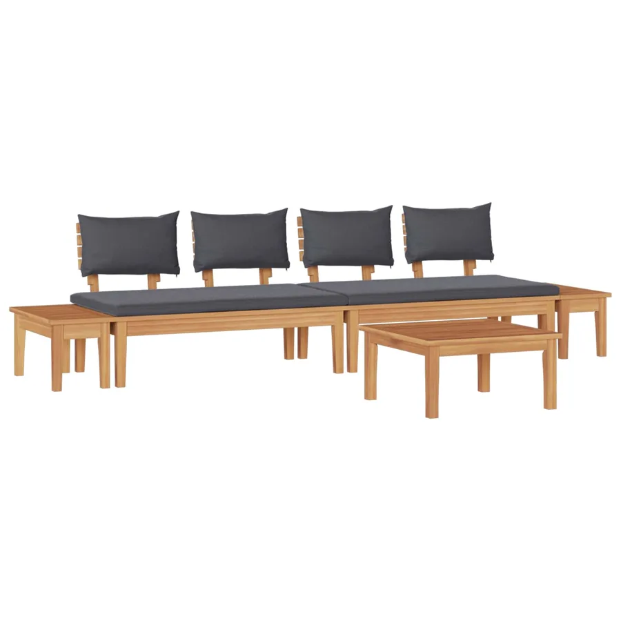 Ensemble de canapé de jardin 5 pcs Marron et gris - 2