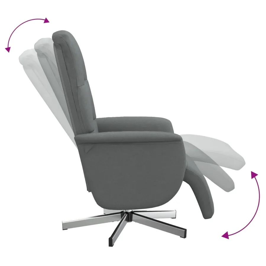 Fauteuil inclinable avec repose-pieds gris foncé tissu - 6