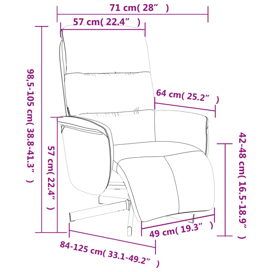Fauteuil inclinable avec repose-pieds gris foncé tissu - 9